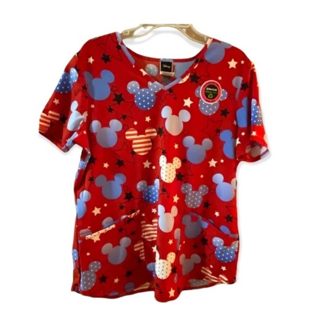 Disney Size M Mickey Red Scrub Top Women’s New